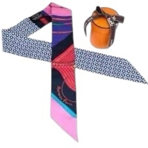 Hermes Clic Clac Cannage Silk Twilly Scarf - Picture 1 of 9
